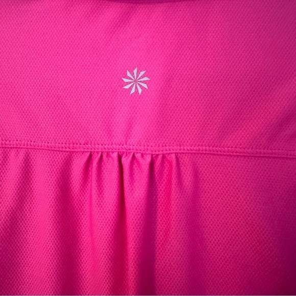 Athleta Top Birdie Rouched Collar Short Sleeves V-neck Pink Tennis Golf Size M - Picture 6 of 9